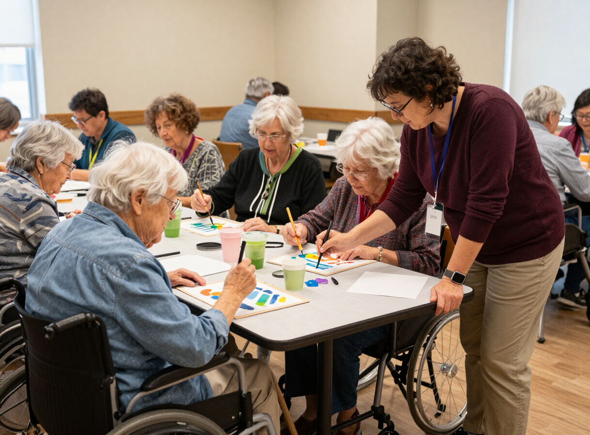 Illustrative photo of diverse older adults in a Canadian community program activity room