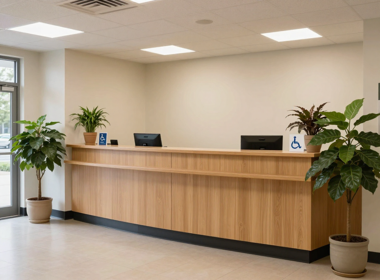 Illustrative photo of a welcoming Canadian long-term care reception foyer