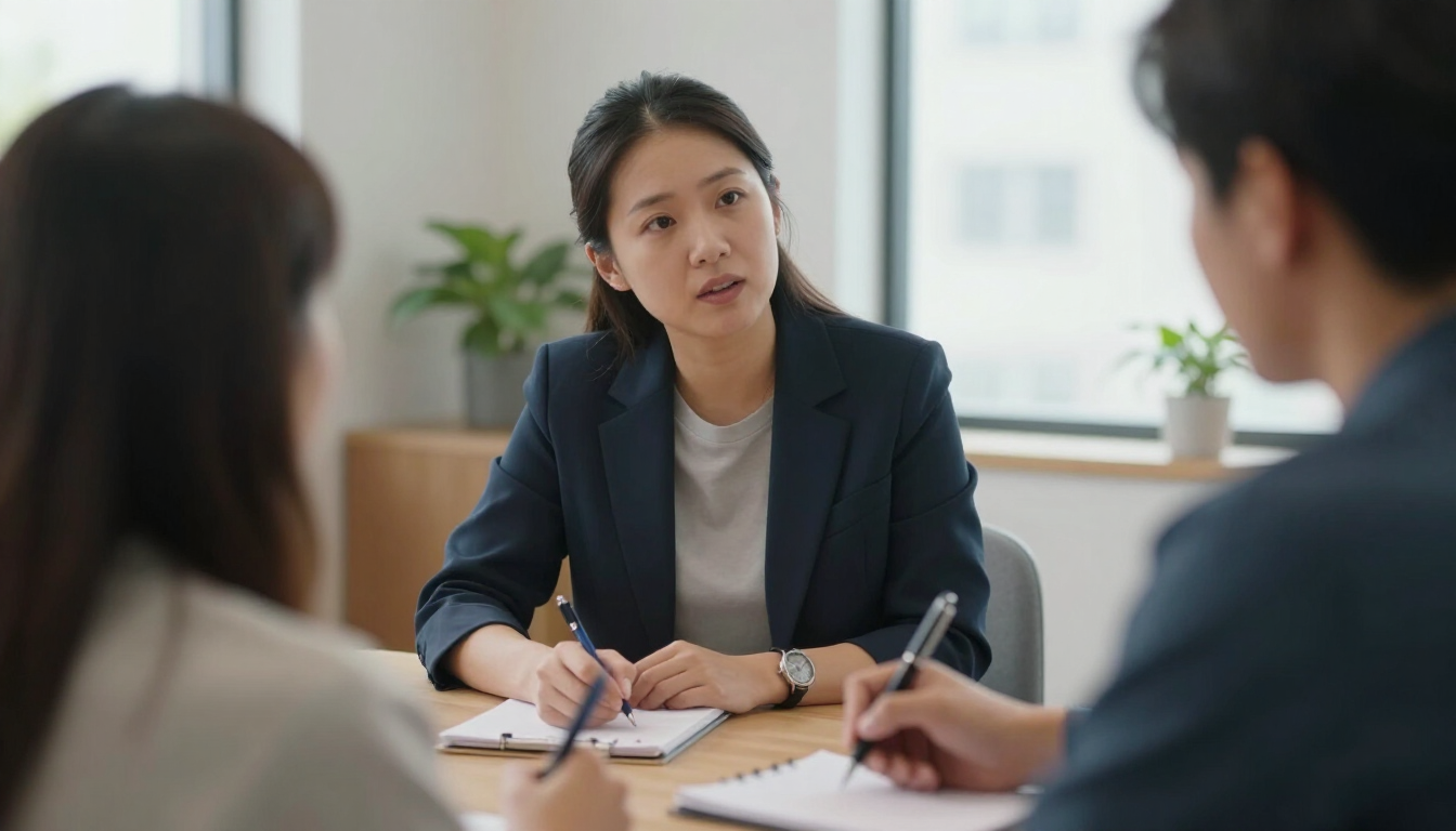 Illustrative photo of a calm one-to-one consulting conversation in a care-home office